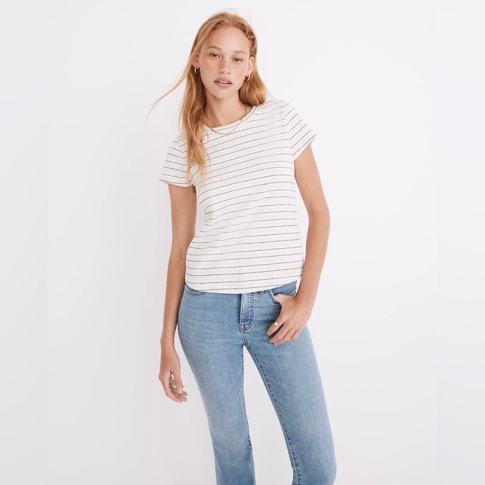 Madewell Smocked Shrunken Shirttail Tee